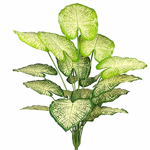 AIVORIUY Planta Artificial Arbol Tropical, Plastico Palma 73cm Falso Hoja Ramas Verde Filodendro Plantas Artificiales para Macetas Interior Exterior Hogar Oficina Sala Jardín Decoración (Blanco Verde)
