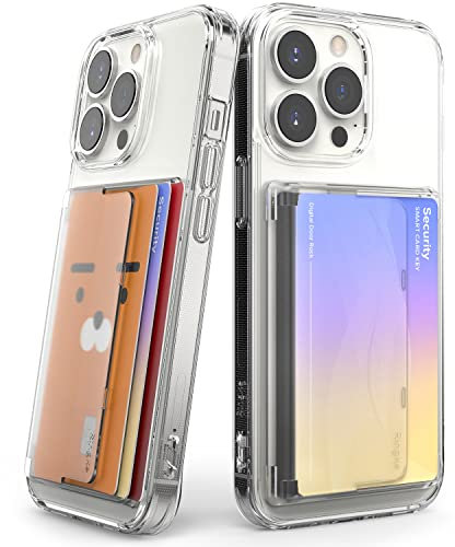 Ringke Side Slot Card Holder, [2 Pack] Porte-Cartes Adhésifs Portefeuille Autocollant Porte Carte de Crédit pour l’arrière de Téléphone avec 3M Sticker Adhésive Attachable Téléphone - Clear Mist