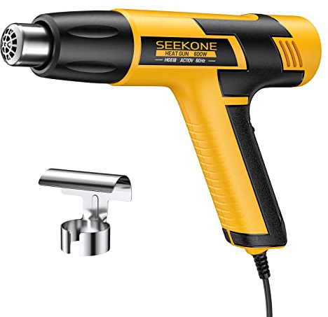 SEEKONE Mini Heat Gun, 600W Dual Temperature Hot Air Gun Tool 572℉&932℉, With 4.9Ft Long Cable and Overheat Protection for Crafts, Embossing, Paint Stripping, Shrink Wrap, and Heat Shrink Tube