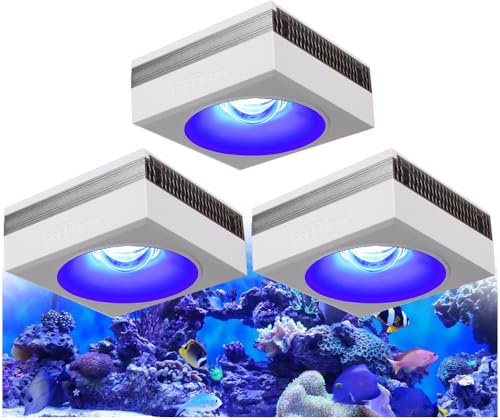 PopBloom RL90 WiFi Meerwasser LED 300W, Salzwasser LED Beleuchtung für Reef Coral Fish Wasserpflanzen Salzwasser Aquarium (3 WiFi Lampe mit Aufhängung)