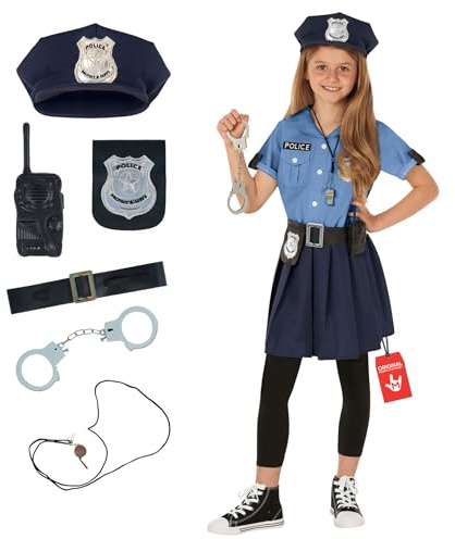 Morph Costume Polizei Kostüm Kinder Mädchen, Kostüm Polizei Set, Polizistin Kostüm Kinder Mädchen, Polizistin Kostüm Kinder, Kostüm Mädchen Polizistin, Kinderkostüm Polizistin Größe L