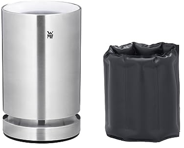 WMF Set Ambient Flaschenkühler mit Zusatz Kühlmanschette, Flaschenkühler elektrisch, Sekt oder Weinkühler elektrisch, Kühlmanschette, LED-Beleuchtung, Weinkühler für Flaschen, 4 Stunden Kühlung