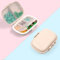 ACWOO Pastillero Caja de Pastillas con 8 Compartimentos, Portátiles de Viaje, Diario Bolsillo, Semanal, Para Medicamentos y Vitaminas (Beige)