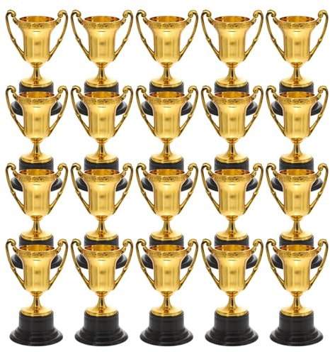 TOYANDONA 20 Pack Mini Trophies - 8.5cm Small Gold Award Cups, Plastic Trophy Set for Kids, Football Trophy for School Classroom Sports Tournaments, Childrens Birthday Party Bags Fillers Favours