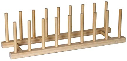 Escurridor de Platos de bambú, Estante para Platos de bambú, escurridor de Platos de Madera, Soporte para Platos, tazones, Tazas, Tapas de ollas, Libros