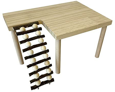 Cachpib Holzhamster Kletterplattform Holzständer Regal für Hamster Golden Bear Hamster Klettern Spielzeug Holz Hamster Aktivität Plattform mit Leiter Hamster Käfig Zubehör (Kletterleiter)