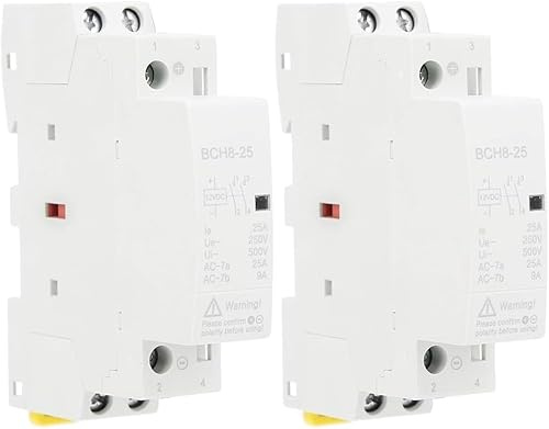 Contacteur de Tension CC, 25A 12V/24V BCH8-25 2NO Commutateur de Contacteur Modulaire CC, Contacteur de Tension Domestique Montage sur Rail Din pour SystèMe de ContrôLe Intelligent (2Pcs-DC 12V)