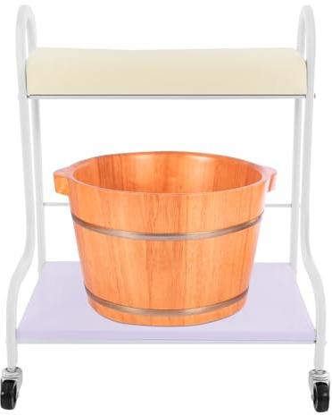 SOLOCJNL Beauty Salon de beauté Chariot à ongles ou bain de pieds Spa Portable Chariot à roulettes pour bain de pieds, repose-pieds, pédicure, manucure, fonction massage, table de salon, blanc
