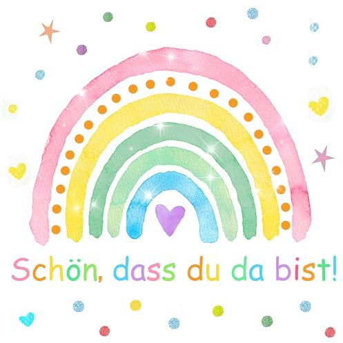 Pack Von 40 Weiß Servietten Für Regenbogen Geburtstag, Taufe MäDchen, Schulanfang - SchöN Dass Du Da Bist - Party Sommer