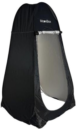 Moonbox Duschzelt | Toilettenzelt | Camping | Zelt | Badezelt | Beistellzelt | Privatsphäre WC | Outdoor | Tragbar | Strandzelt | Sichtschutz | Geräumiges | Privatzelt | 120x120x210 | Schwarz
