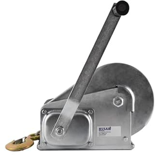 Husar Winch Cabrestante Manual de 2600 lbs | 1200 kg Con Cable de Acero De 8 metros, Fabricado En Acero Inoxidable, Freno de Trinquete, De Simple Efecto, Para Barcos, Remolques, Industria