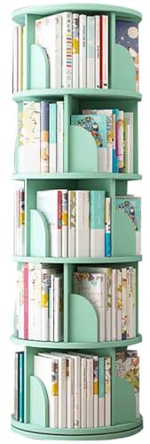 LFONDIGE Um 360° drehbares Bücherregal. Breite Basis mit Stabiler Tragfähigkeit. Mehrstöckige Regale. Viel Stauraum. Geeignet für Wohnzimmer, Schlafzimmer, Büro, Klassenzimmer (grün, 160 x 40 cm).
