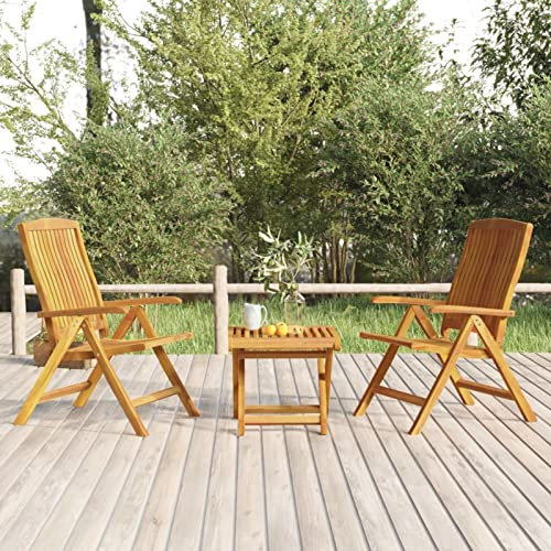 3-teiliges Bistro-Set aus massivem Teakholz, zusammenklappbar, langlebig, wetterbeständig, Garten, Terrasse, Outdoor, Terrasse, Holz-Picknicktisch und Stuhl-Möbel-Set