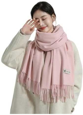 CMZYBBD Schal Wollschal Für Damen – Dicker Kaschmir Für Herbst Und Winter, Vielseitiger Schal, Roter Schal Mit Doppeltem Verwendungszweck Als Wärmendes Geschenk Für Damen-rosa-200 * 70 cm