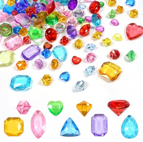 TOAOB 100 Stück Deko Diamanten Groß Acryl Kristalle Bunte 10 Formen | Diamantkristalle Dekosteine Tischdeko Diamanten Streudeko für Vasen Hochzeit Dekoration