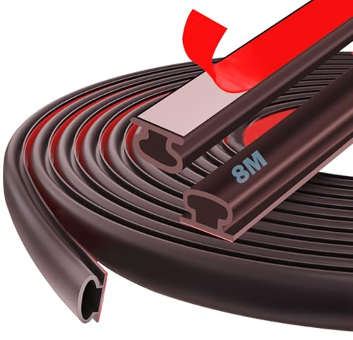 Ecitruz dörrtätning självhäftande 8 m, gummitätning självhäftande brun, dörrkarm fönster ytterdörr tätning, tätningstejp dragluftstopp, bullerskydd, energieffektiv, väderbeständig
