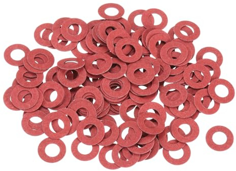 QUARKZMAN 220 Pcs Arandelas Planas De Fibra M6 Juntas De Papel De Acero | Arandelas Planas De Aislamiento 6mm DI 12mm De 0.5mm De Espesor, Rojo, Para Herramientas Fontanería Reparación General