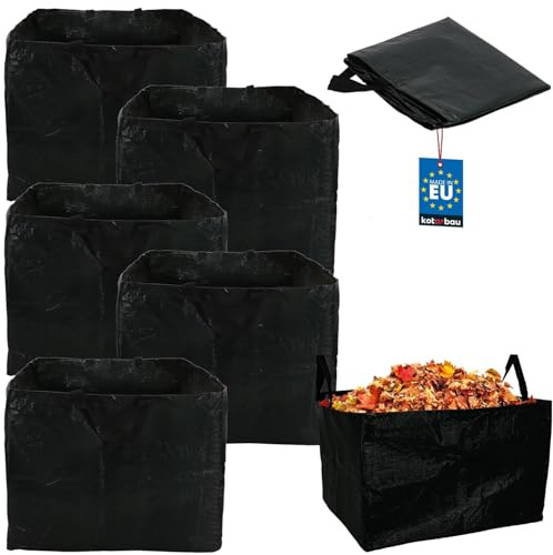 KOTARBAU® 5er Set Gartenabfallsack Mörtelkübel 120 L Pflanzsack Laubsack Gartenabfallsack Gartensack Sack & Behälter Gartenabfallsäcke Rasenschnitt für Gartenabfälle Rechteckiger Sack