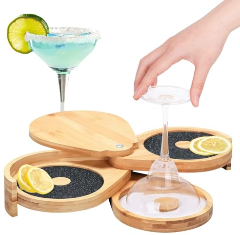 Ruaizel Margarita Salz-Rimmer Set, 3 Etagen Bar Glas Rimmer Bambus Holz Zucker Salzbox mit Schwamm, Cocktail Salzrand Box für Cocktail und Margarita