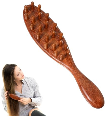 Wooden Scalp Massage Comb Sandalwood Scalp Head Massager Tool Meridians Massager Gua Sha Brush Wide Tooth Combs Luxurious Hair Care Body Scalps Trigger Point Massage Tool for Women Men Hair Growth