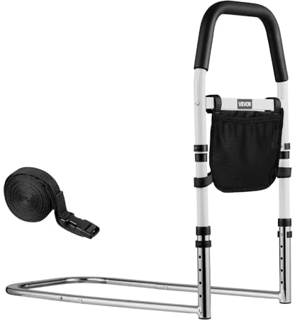 VEVOR Barrière de lit pour Personnes âgées, Barre d’Appui pour lit, avec Main Courante en PU, Hauteur réglable, Tube en Acier au Carbone Haute résistance, Rampe d'assistance de Chevet pour Patients
