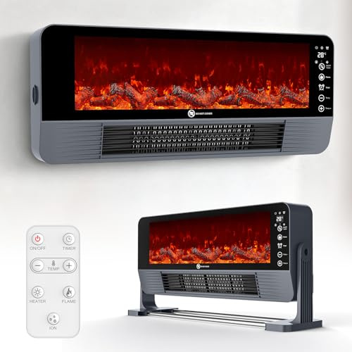 Heizlüfter Energiesparend, 2-in-1 Heizgerät zur Wandmontage für den Schreibtisch, 3 Stufige Temperaturregelung, LED-Touchscreen und Fernbedienung, 12 Stunden Timer, 2000 W schnelles Aufheizen