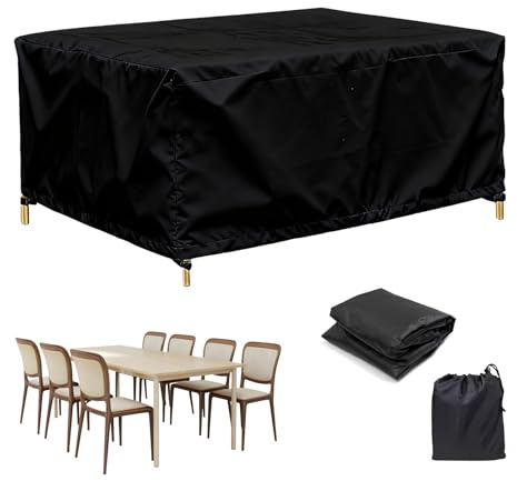 HNYDM Fundas para Muebles de jardín 165x85x80cm/LxAnxAl Funda Mesa Exterior Impermeable Tela Oxford 600D Funda Protectora Muebles de Jardin Cubre Mesa y Sillas Exterior Anti-UV, Antivento, Antipolvo