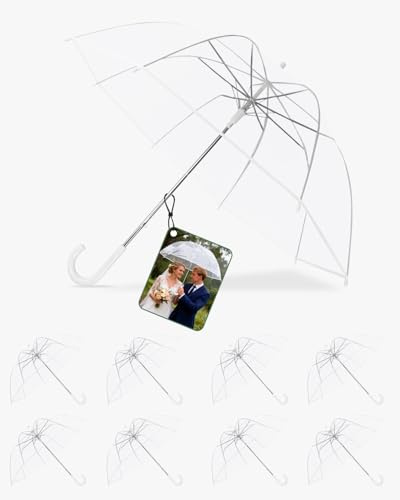 8 Pack Clear Bubble Umbrella - Large Canopy Transparent Dome Coverage Umbrella Bulk | Windproof Clear Umbrellas for Rain | Firm and Durable, Dome Umbrellas for Wedding Bride Groom Photography Golf Outdoor