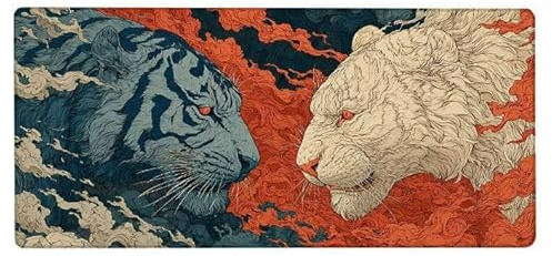 Gaming Alfombrilla Ratón 700x300x3mm MousePad XXL Tigre, Alfombrilla Gaming Animal, Impermeable Antideslizante MousePad, Mejora la Precisión y la Velocidad, Gamer Tapete Rato PC Accesorios I-VX92