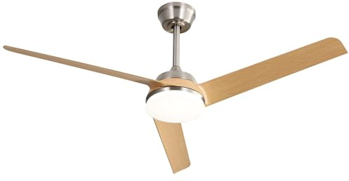 Generisch Ventilatore da soffitto da 132 cm con luce LED a tre colori da 22 W e telecomando, 3 ali in ABS, funzione reversibile, ideale per soggiorno, camera da letto, ufficio, balcone