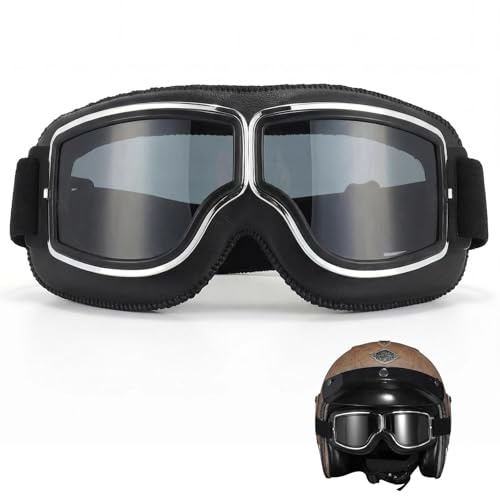 Eulihent Gafas Motocross Hombre Gafas de Motocross Gafas Moto Vintage Gafas de Moto Retro Gafa Motos Cafe Racer Gafa de Motocicleta para Hombres Mujeres (Negro)