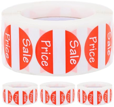 Homoyoyo Pegatinas para Pequeñas Empresas y Supermercados Etiquetas Redondas Autoadhesivas 4 Rollos 500 Adhesivos Papel Resistente para Carteles de Oferta en Tiendas Minoristas