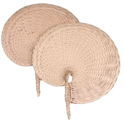 Ventagli da matrimonio fatti a mano con foglie di palma intrecciate 2 pezzi for la decorazione domestica estiva, feste in spiaggia, eventi all'aperto Per L'Estate