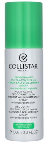 Collistar Deodorante Multi-Attivo Senza Sali Di Alluminio 24 Ore, Spray con prebiotico naturale delicatamente profumato, Senza sali di alluminio e gas, Adatto alle pelli delicate, 100 ml