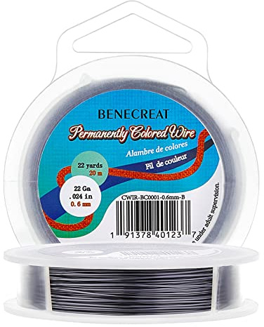 BENECREAT 22GA 20M/22Yard Copper Wire Permanently Colored Wire, Gunmetal Color