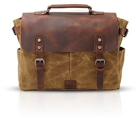 FANDARE Unisex Aktentasche Umhängetasche Segeltuch Handtasche Schultertasche Damen Herren Lehrertasche Laptoptasche für 14 Zoll Notebook Kuriertasche Schule Freizeit Reise Business Messenger Bag