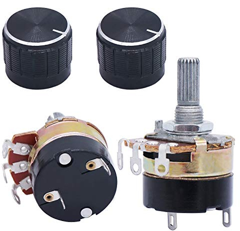 TWTADE 2Pcs 10K Ohm Single Linear Taper Dimmer Potentiometer with on/Off Switch + 2pcs Black Aluminum Alloy knob