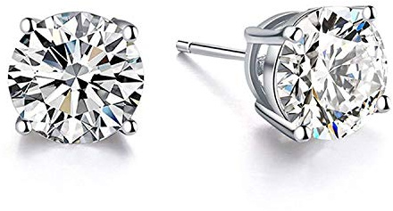Ohrstecker Damen 18 Karat Weißgold überzogen 925 Sterling Silber mit Zirkonia, Simulierten Diamant Ohrstecker Schmuck