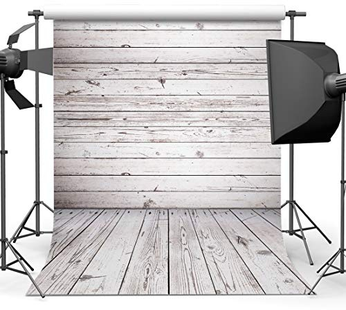 AIIKES 5x7FT White Wooden Photography Backdrop Vintage Wooden Texture Backdrop Newborn Photography Background 10-924