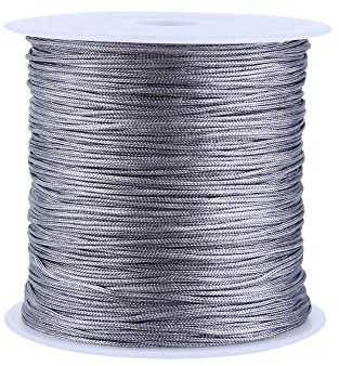 Nylonschnur, Haofy 100m x 0,8mm Nylon Schnurkabel Perlenstring, Makramee Faden Kabel für DIY Handwerk Machen Armbänder/Halskette/Rattail, Nylonfaden Satinschnur für Schmuckherstellung, Grau