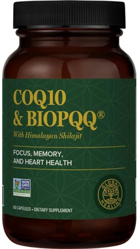 Global Healing Center CoQ10 & BioPQQ with Pure Himalayan Organic Shilajit-Antioxidant Care for Heart & Brain Health,Mitochondria Energy Optimizer for Men & Women-Coenzyme Ubiquinone 150mg, 60 Capsules