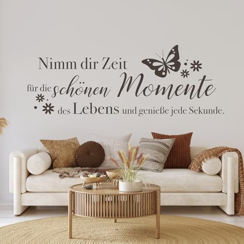 tjapalo® pk228 Wandtattoo nimm dir Zeit für die schönen Momente wandtattoo wohnzimmer spruch zitate Wandsticker Flur modern Flur Wandtattoo Sprüche modern, Farbe: Schwarz, Größe: B90 x H36cm