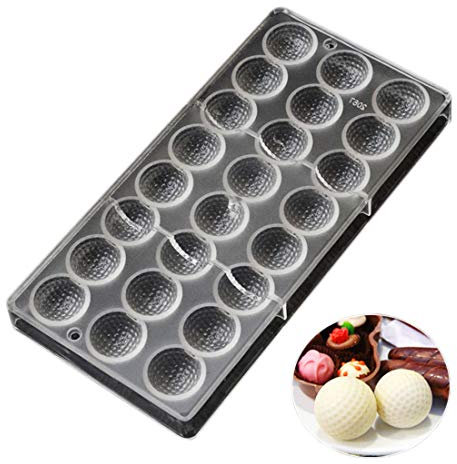 GRAINRAIN Polycarbonate Chocolate Mold DIY Candy Mould Clear Hard Plastic Bakeware Pastry Tools (Small Golf Ball 19310)