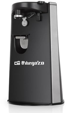 Abrelatas eléctrico Multifunción 3 en 1. Cuchilla de Acero INOX desmontable. Potencia 60W. Funciones: Abrelatas, afilador de cuchillos, abridor de botellas, gris