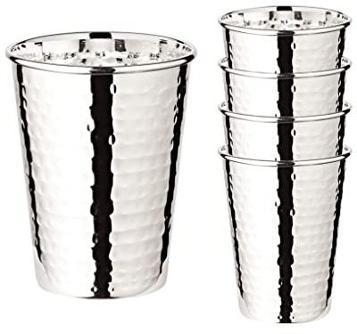 EDZARD 4er Set Silberbecher Trinkbecher Becher Mido, Höhe 10 cm, gehämmert | edel versilbert, Tischdeko, Barzubehör, Geschenkidee