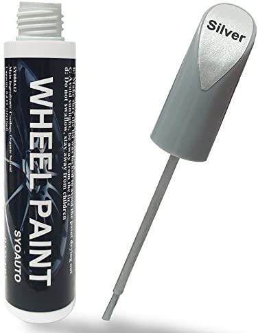 SYOAUTO Silver Rim Touch Up Paint Rim Scratch Repair Pen Wheel Touch Up Paint Car Rim Paint Pen Universal Color Silver Wheel Paint (Silver)