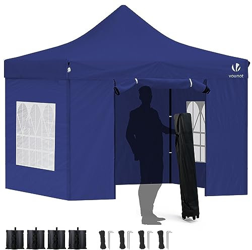 VOUNOT® Gazebo 3x3m Pieghevole con 4 Parti Laterali, Gazebo da Giardino Tenda Padiglione Pop up con 4 Sacchi di Sabbia di Peso e Sacca di Trasporto, Blu