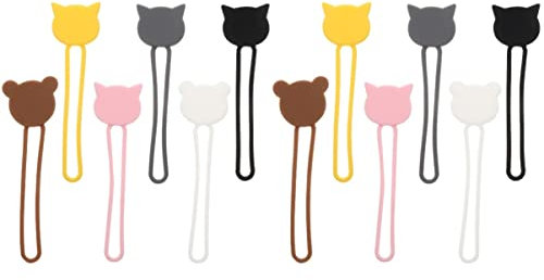 Mikikit 24pcs Silicone Mini Earphone Holder Cartoon Animal Shape Cable Wire Organizer for Desk Cable Management Style Mixed