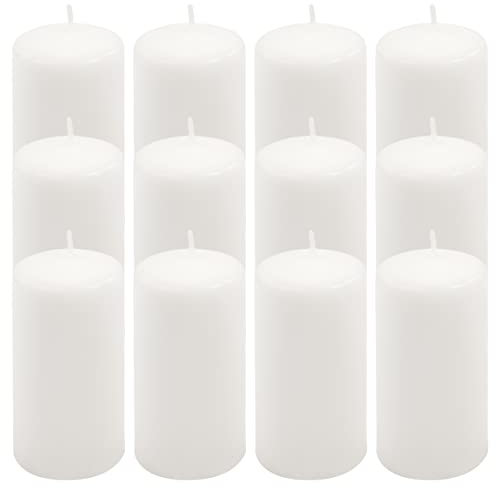 Stumpenkerze weiß Höhe 11,5 cm Ø 6 cm lange Brenndauer Rund-Kerze Säulenkerzen Kerzen-Deko Tafelkerzen Weihnachts-Kerzen Hochzeits-Deko (12)