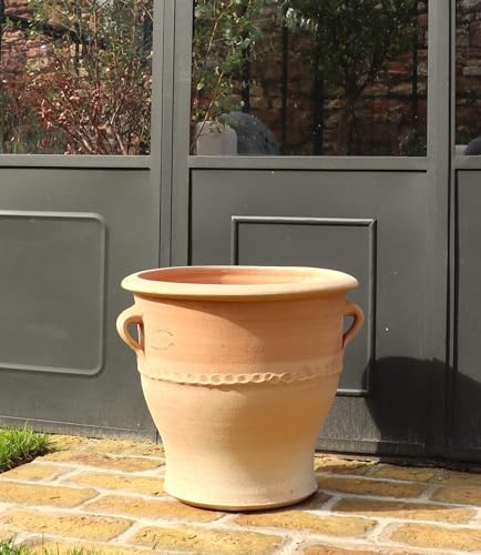 Palatina Werkstatt Pot de Fleurs en Terre Cuite Rose – Pot de Fleurs Fait à la Main en créte, résistant au Gel et résistant à l'hiver, avec poignées, pour Jardin, terrasse et Balcon (40 cm, Type 2)
